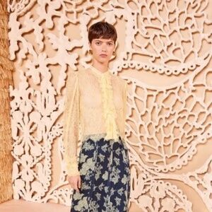 NWT ULLA JOHNSON CECILE LACE TOP in Lemonbalm - SZ 8